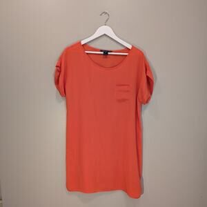 French Connection Silk Shirt Dress Coral Orange Casual Brunch Easter - Size 6